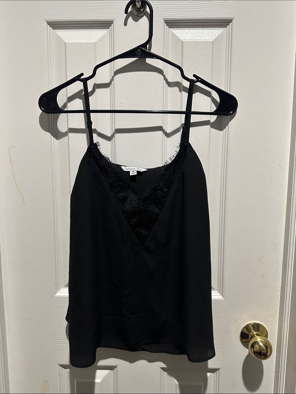 Black Lace-Trim V-Neck Camisole